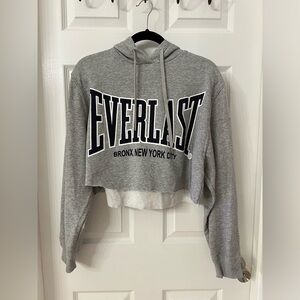 Heather grey Everlast x Zara cropped hoodie